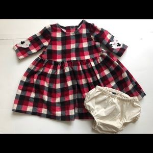 Baby Girl Flannel Plaid Dress Mickey 12-18 Months